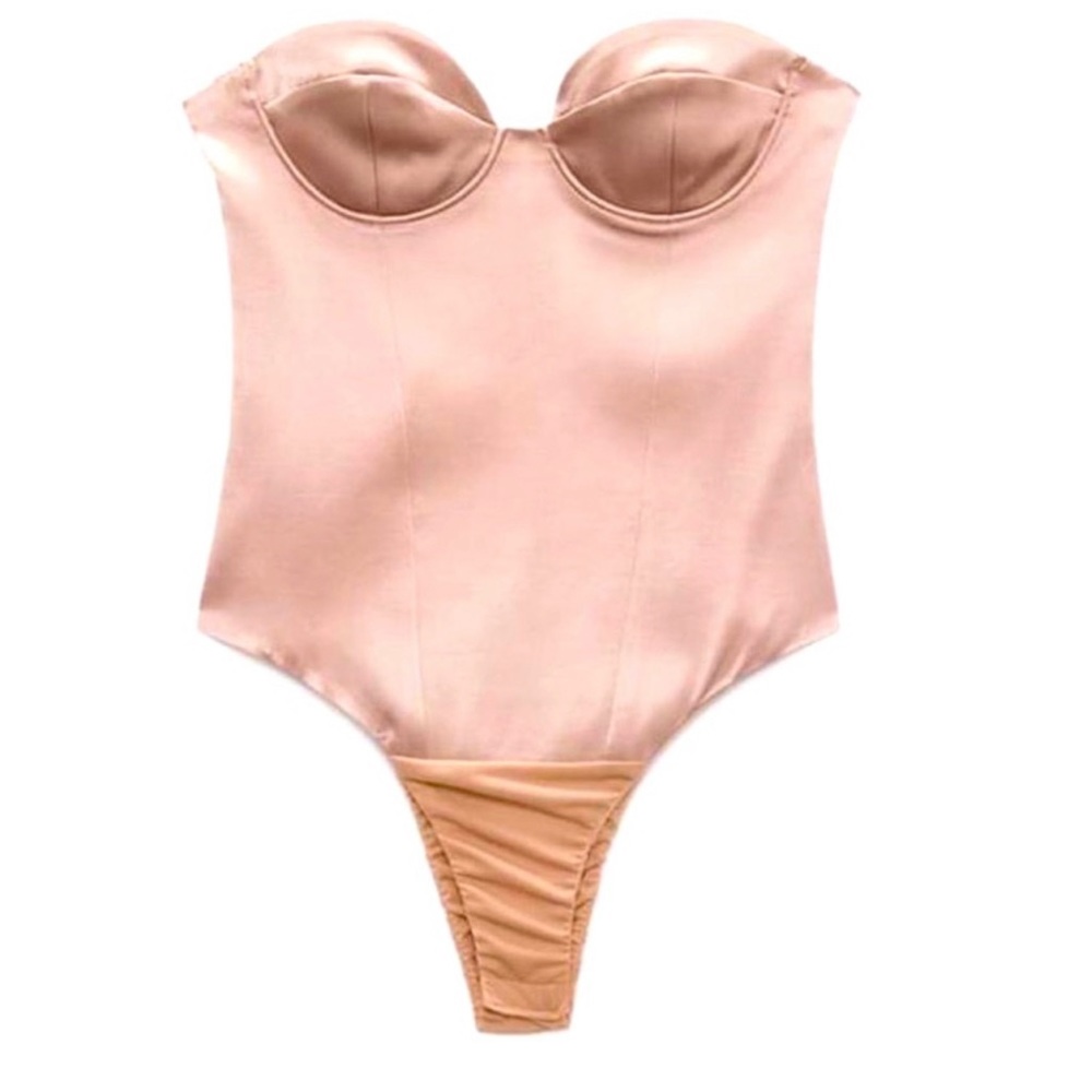 ZARA Satin Effect Bustier Bodysuit